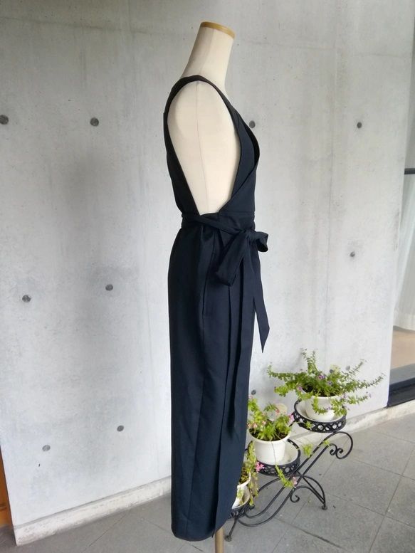 濃紺 茶道お稽古用エプロン羽織って着るウエストリボン127100-21-3