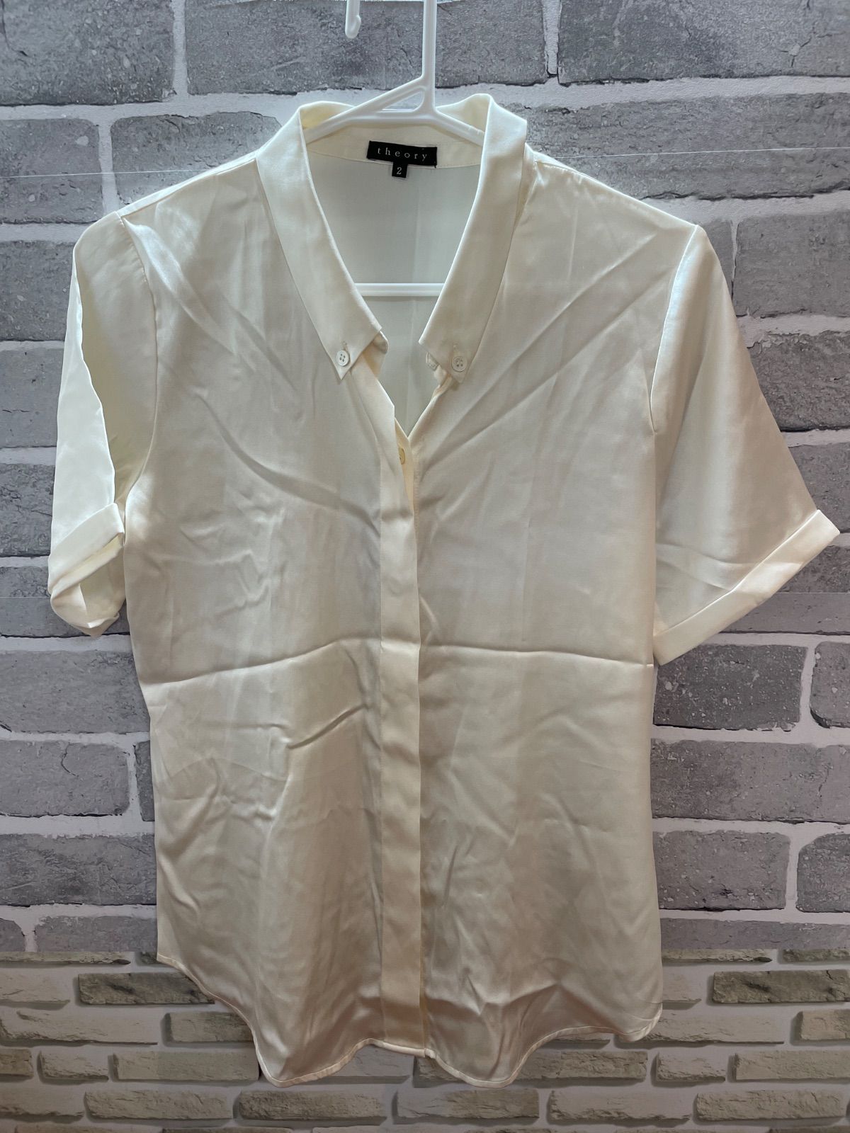 theory 23SS ウォッシャブル ボウタイブラウス アイボリー S