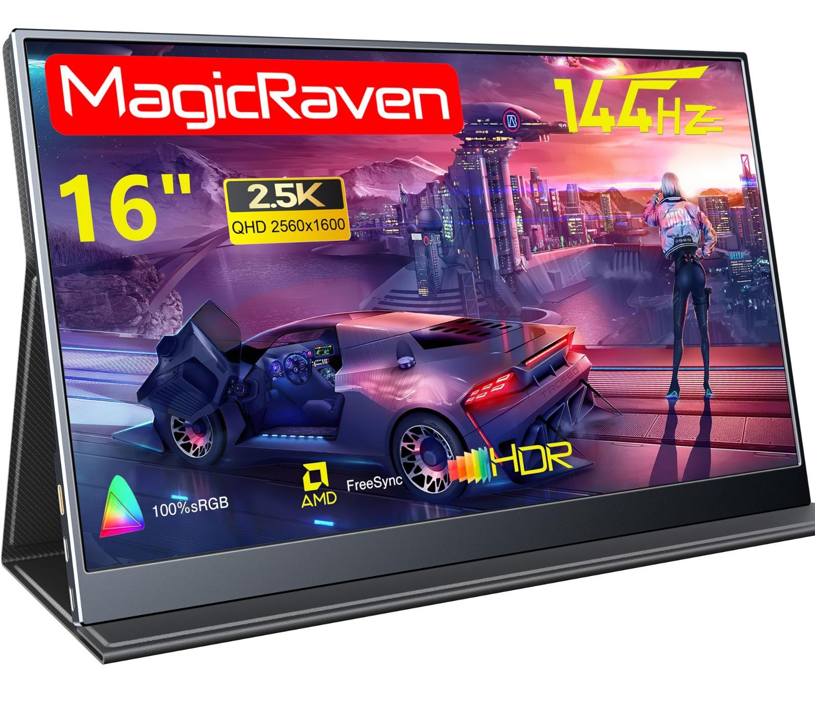 MAGICRAVEN|KEEPTIME モバイルモニター 2.5K 144Hz 16インチ ポータブルディスプレイ IPSパネル 16 10 QHD 2560×1600 sRGB 300cd|m2輝度 高速応答 超薄型 軽量 Type-C|mini
