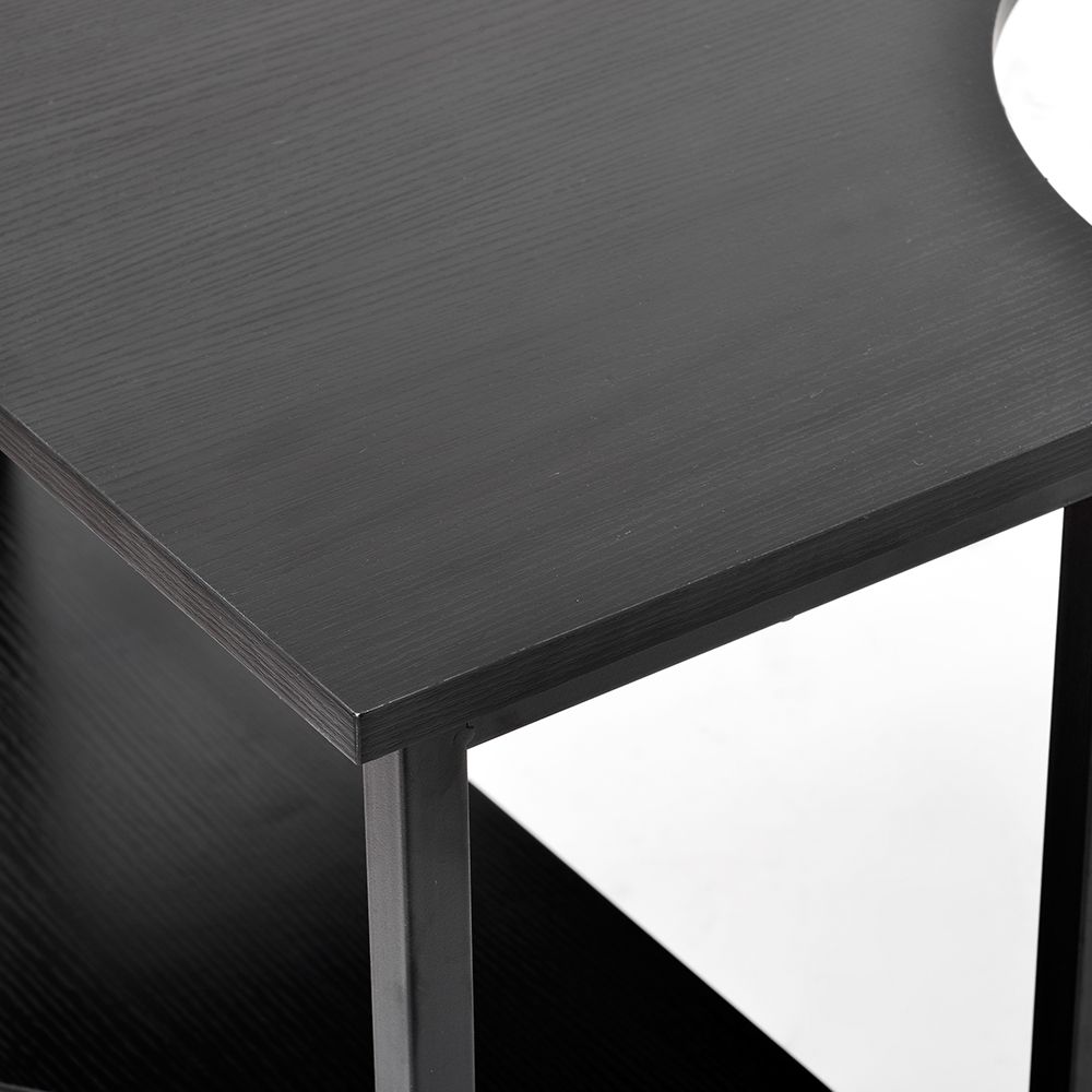 2台】【ブラック】パソコンデスク L字 120cm 2段ラック付 販売済み