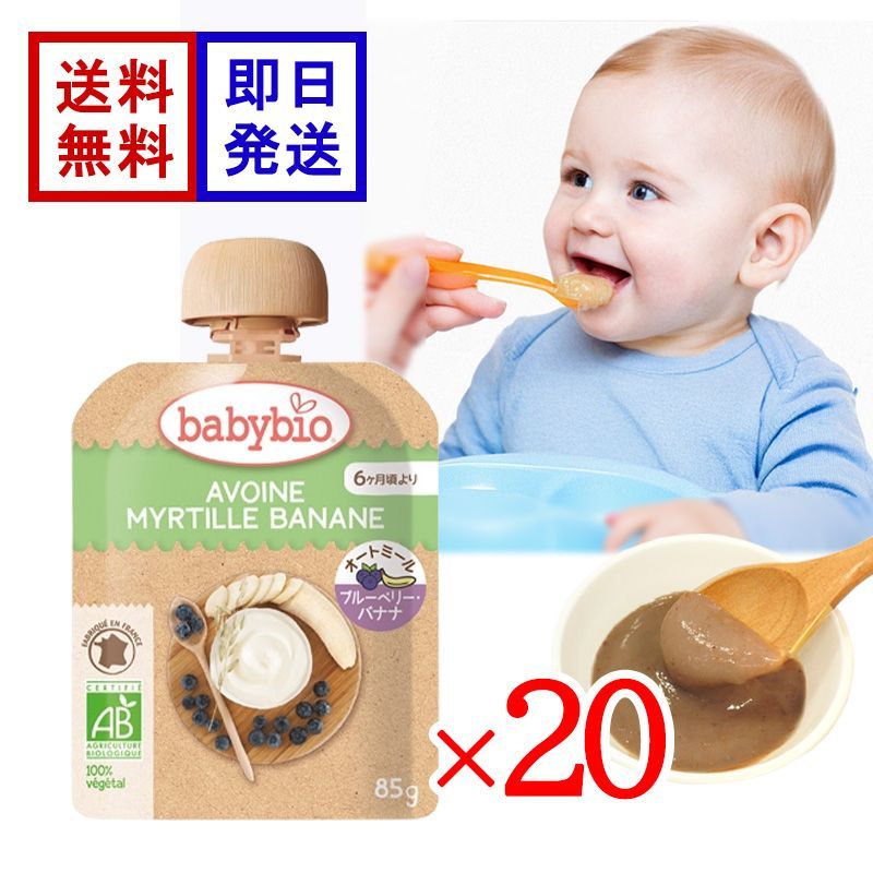 ベビービオ ベビーオートミール ブルーベリー ・ バナナ 85g 20食セット オーガニック 赤ちゃん 6ヶ月頃から 離乳食 おやつ フルーツ オートミール