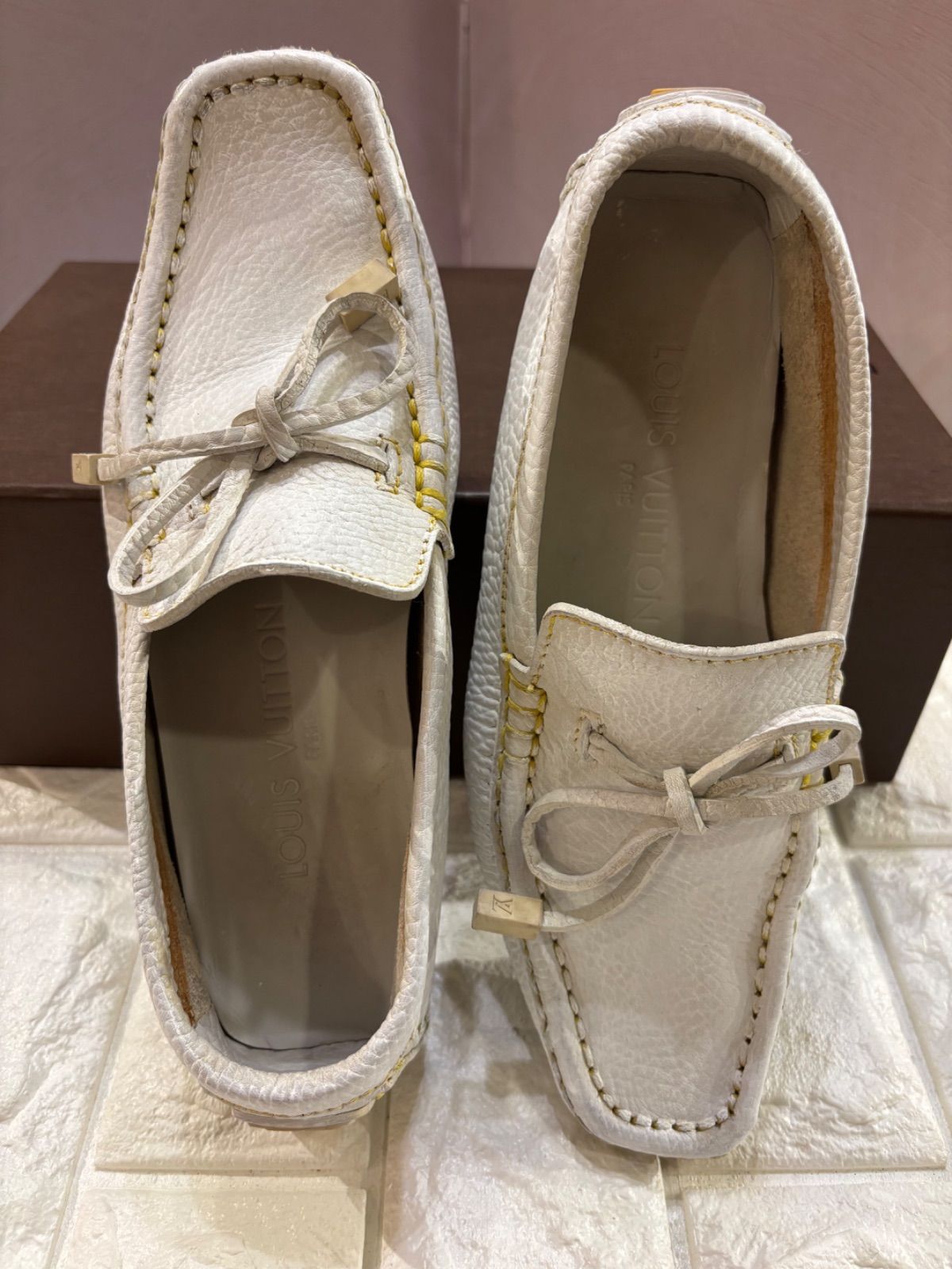 #美品#ルイヴィトン#ホワイトレザー ローファー #革靴ドライビングシューズ34 LOUIS VUITTON ルイ・ヴィトン モンテカルロ ドライビング