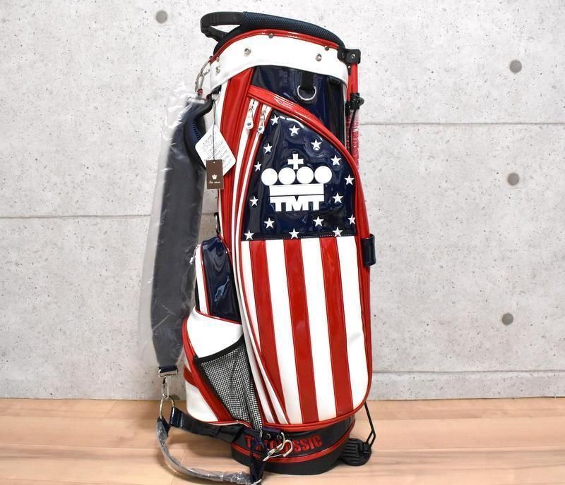 新品 TMT 星条旗柄 キャディバッグ 9インチ 47インチ スタンド式