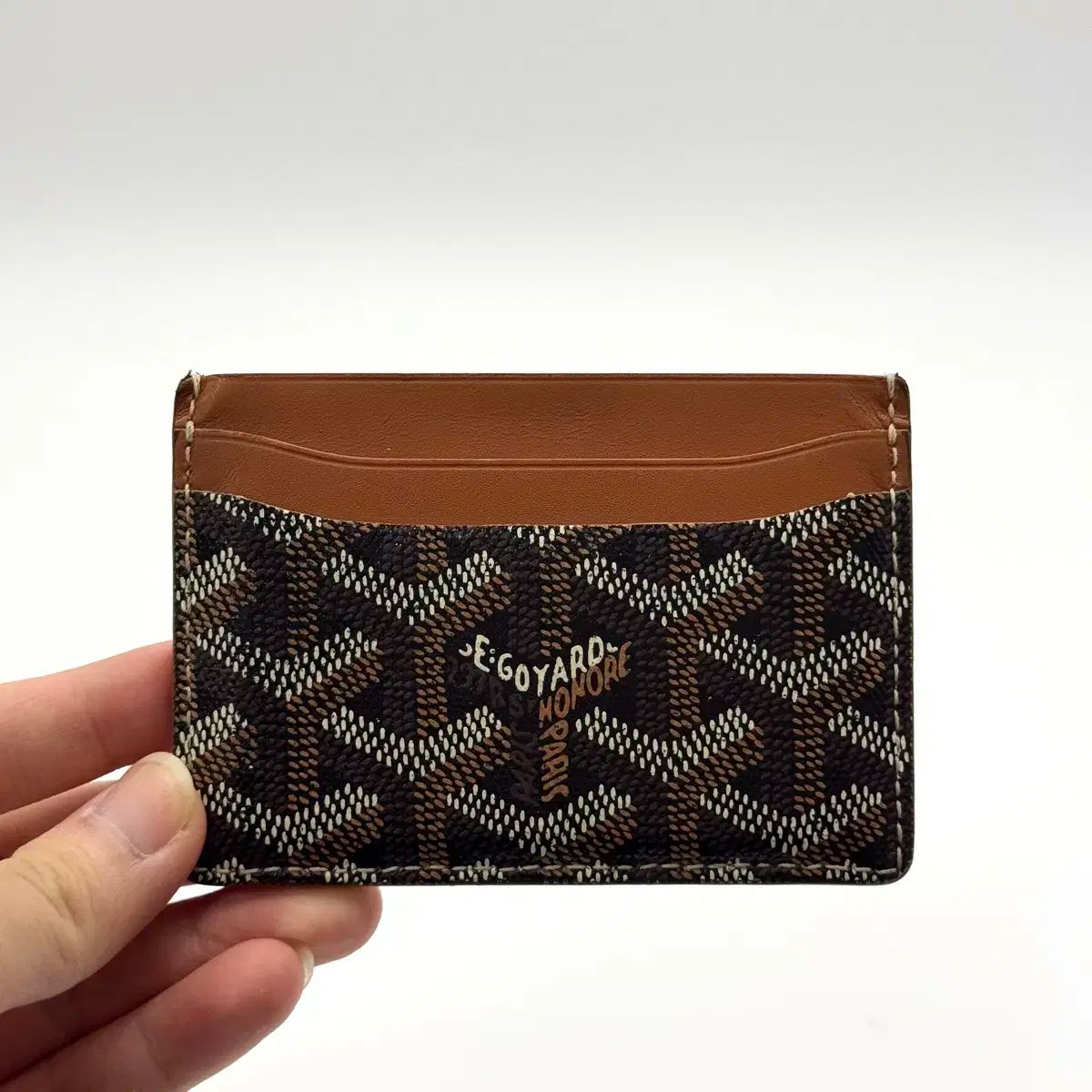 OS Goyard ゴヤール サン シュルピス カードウォレット ブラックタン