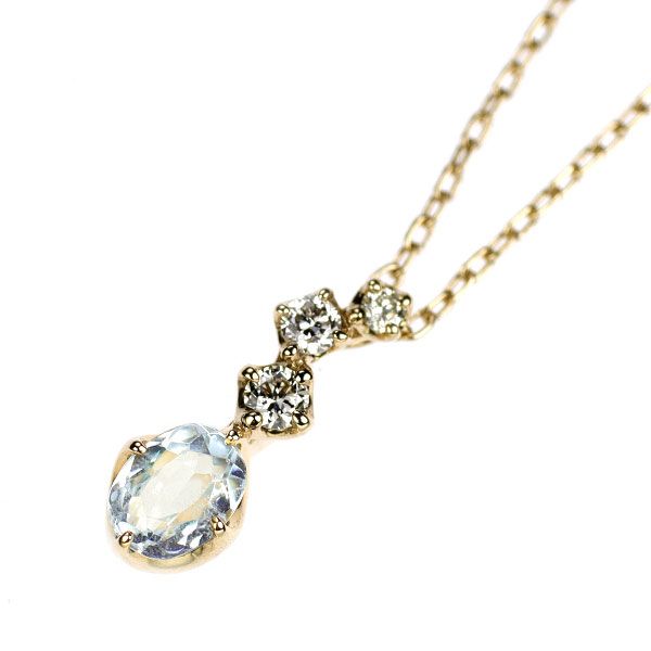 K10YG アクアマリン ダイヤモンド ペンダントネックレス FORTGASGNV_COM_BR