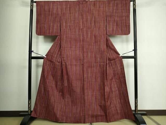 平和屋着物▽上質な紬 単衣 市松文様 正絹 逸品 AAAS3088iu