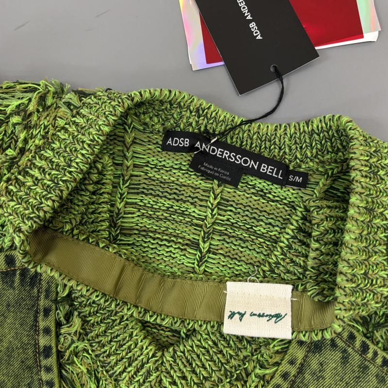古着 ADSB Andersson Bell アンダースンベル 24SS MEGHAN CARGO SWEATER カーゴ Vネック ニット セーター 緑 グリーン - 10137260 10137260 USED 古着 ニット、セーター 長袖 ADSB Andersson Bell