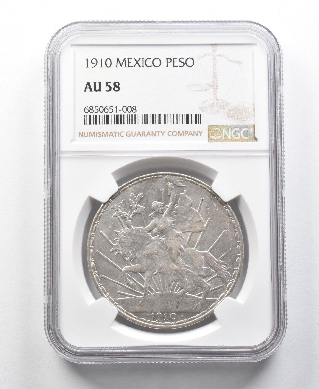 1910年 メキシコペソ AU58 NGC *8675