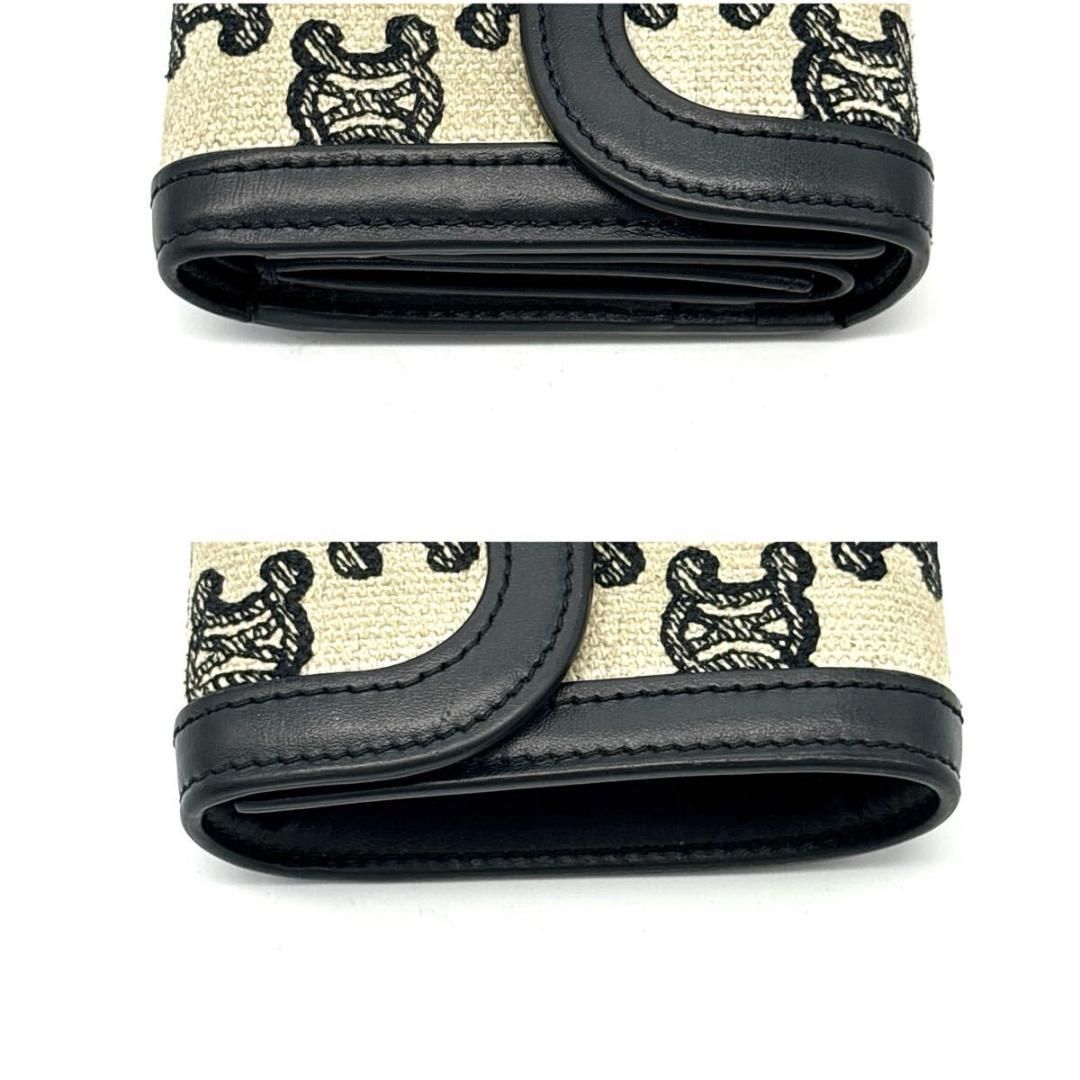 現行◆CELINE 三つ折り財布 トリオンフ マカダム柄 ネイビー ベージュ 現行◇CELINE 三つ折り財布 トリオンフ マカダム柄 ネイビー ベージュ