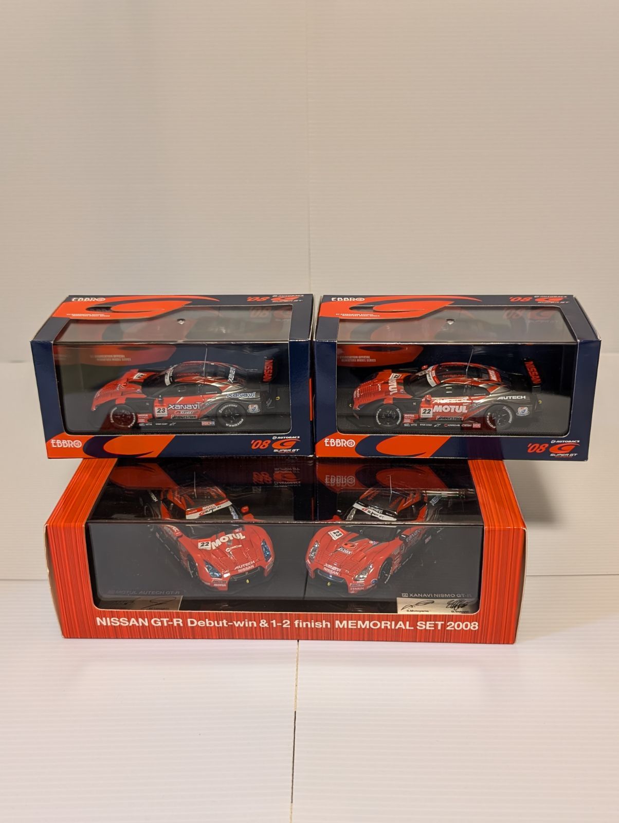 2008年GTR4台セット エブロ1 43 日産GTR メモリアルセット 富士テストセット