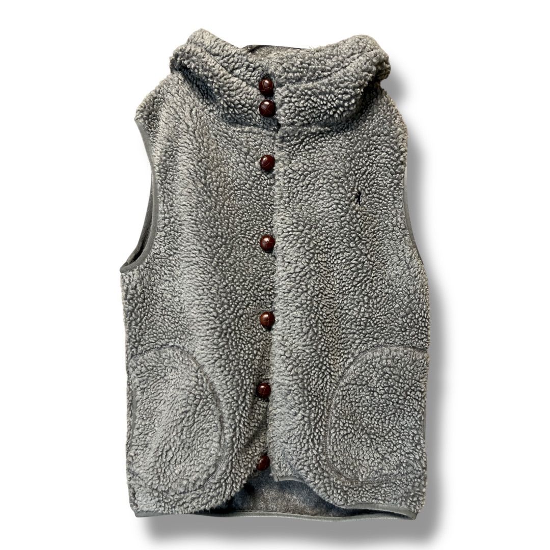 ジムフレックス　ベスト　クルミボタン　ボア　フード　14 14 ジムフレックス ボア パーカー ベスト グレー Gymphlex ジム