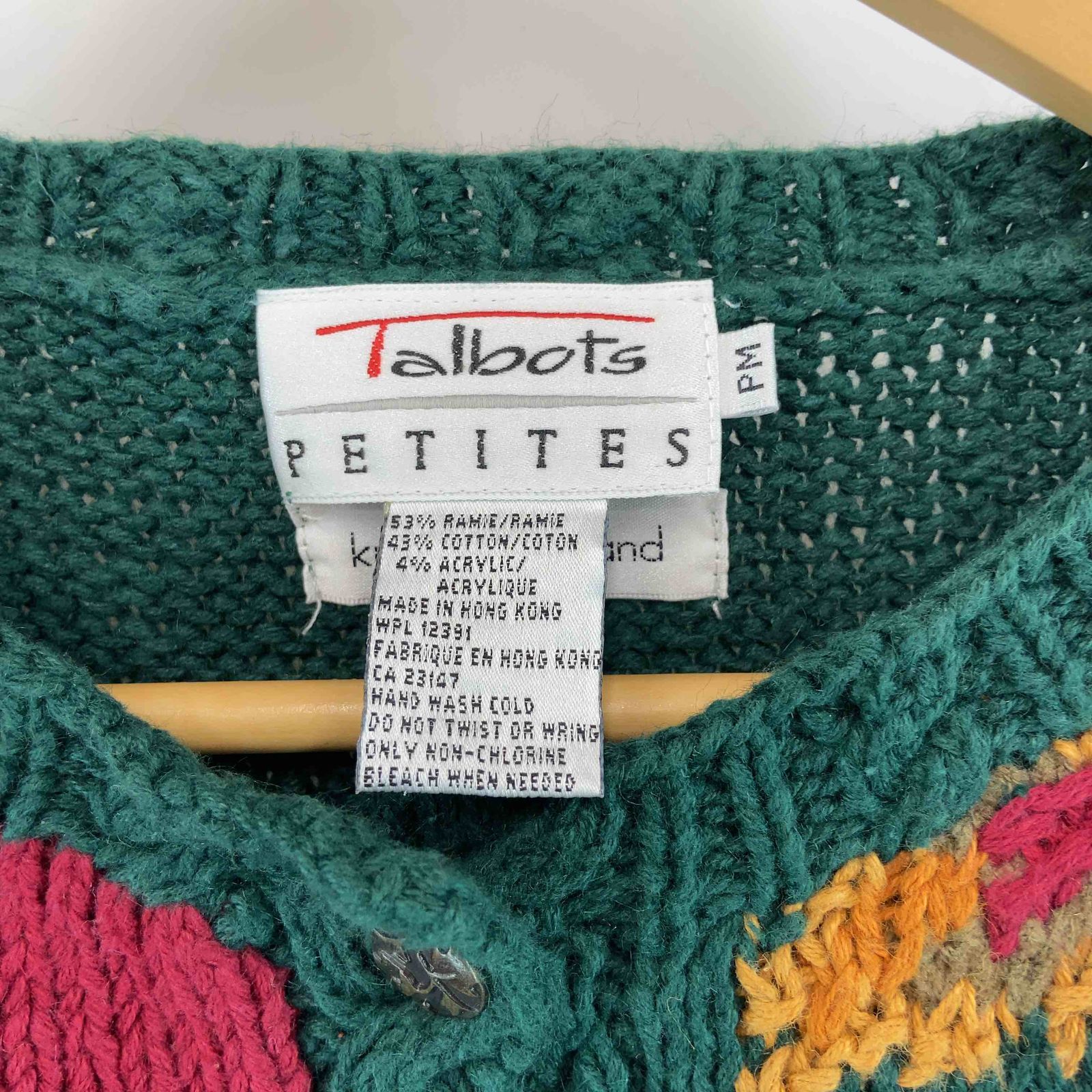 タルボットTALBOTS グリーンカラーアンサンブルニット 長袖 タルボットTALBOTS グリーンカラーアンサンブルニット 長袖