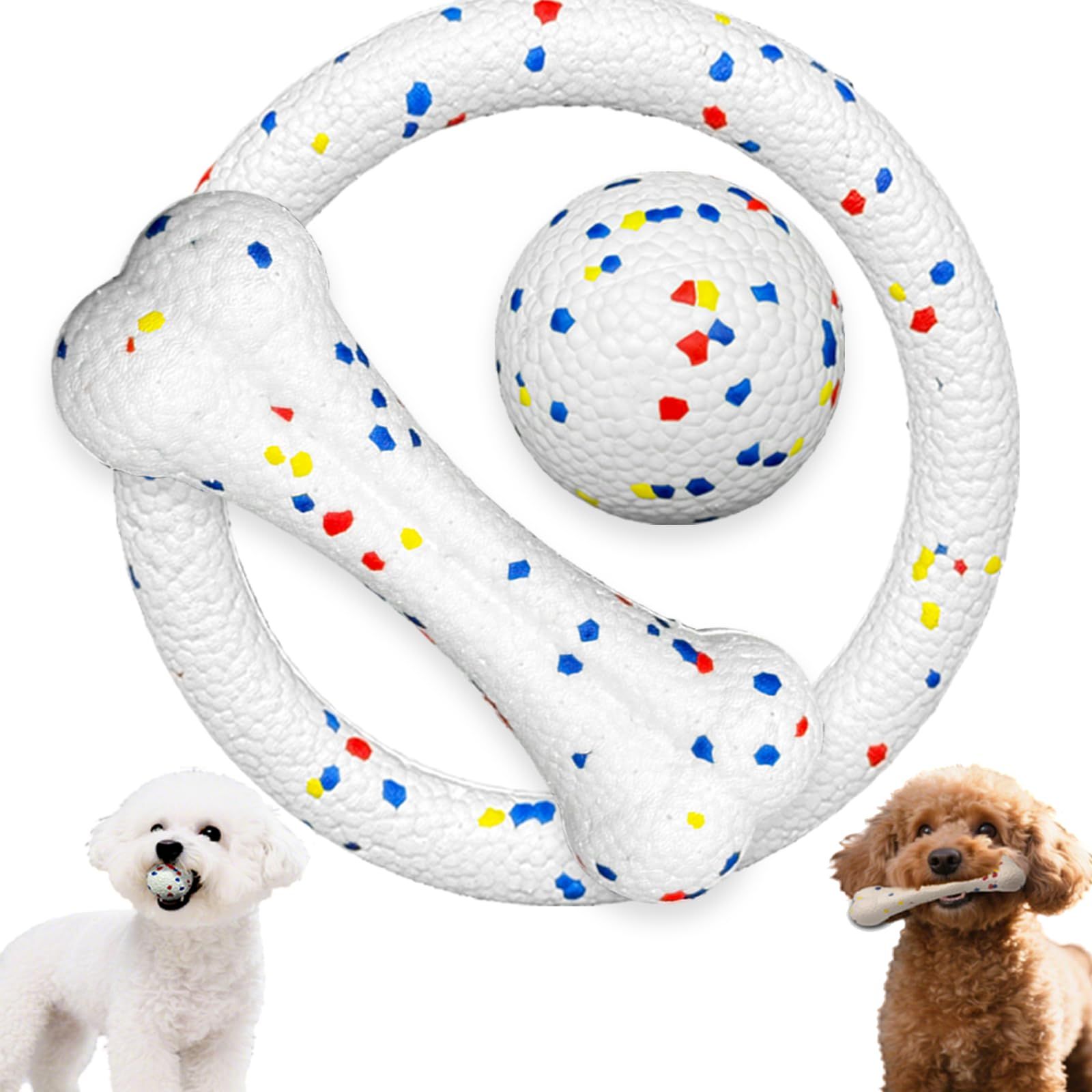 犬 おもちゃ 噛む 頑丈 ボール 輪っか 小型犬 フリスビー 骨型 プラー ゴム ETPU 3 pcs
