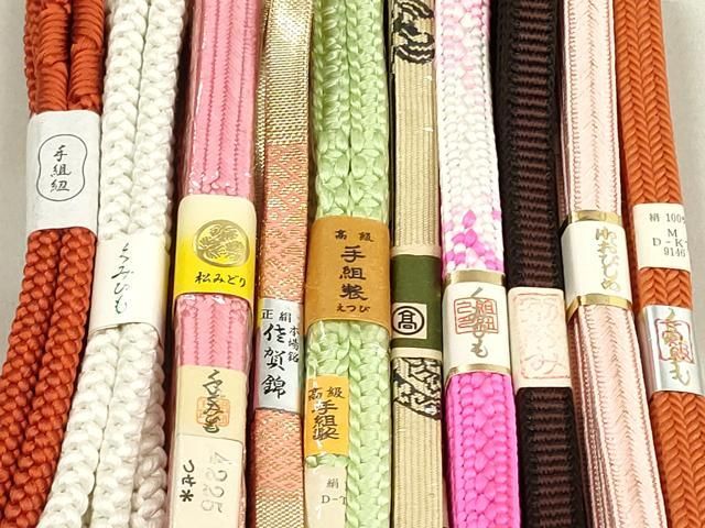 平和屋着物○和装小物 帯締め10本 観世組 手組紐 くみひも 金銀糸 逸品  