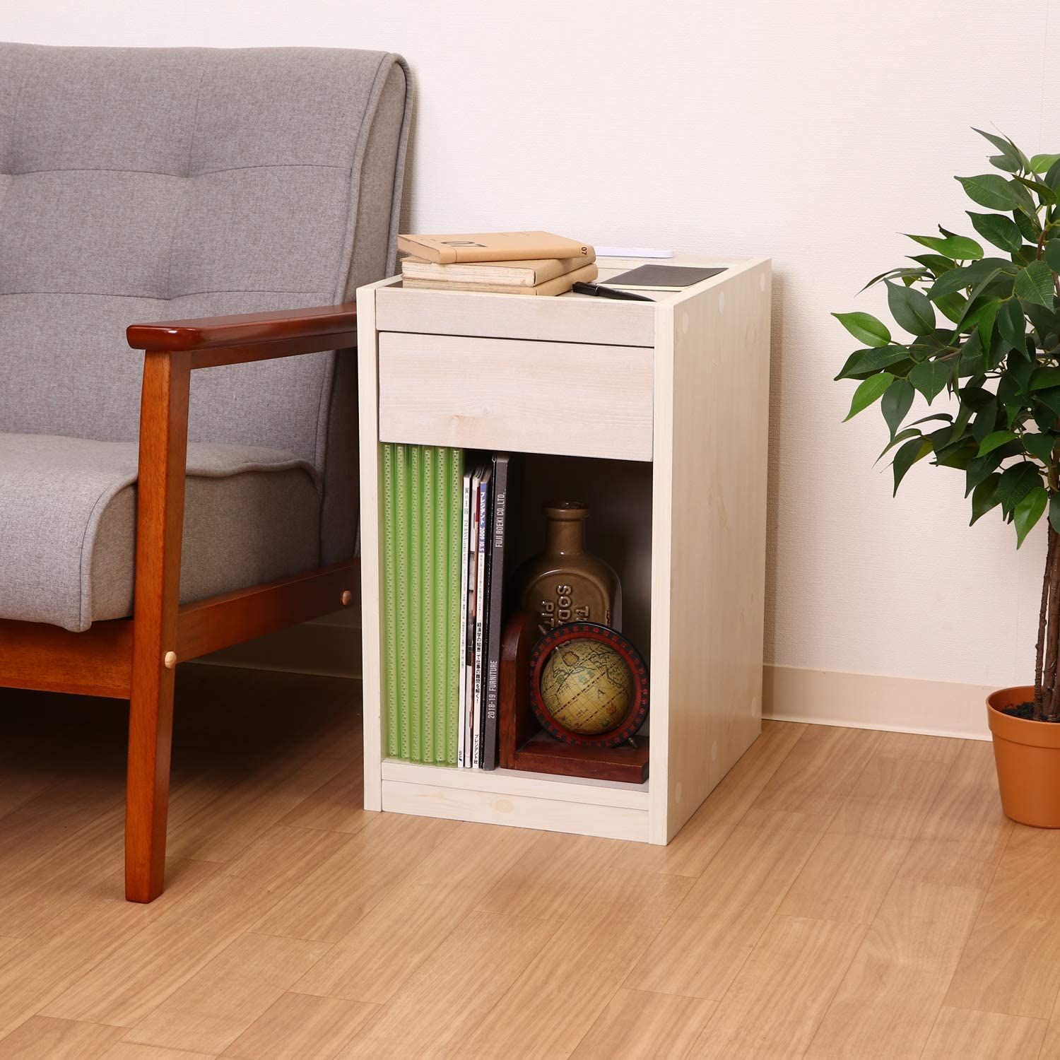 人気商品】コンパクト 2口コンセント付き A4対応 収納棚 引き出し