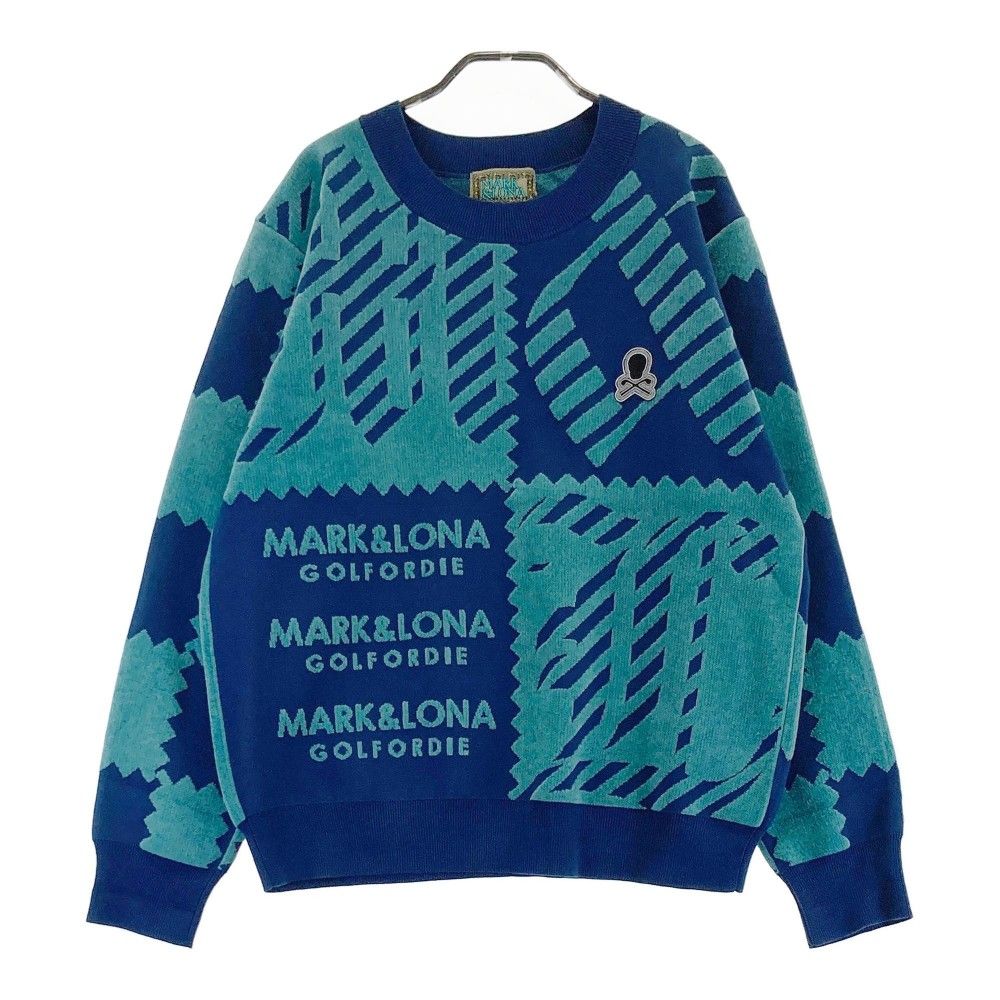 サイズ：48 MARK&amp;LONA マークアンドロナ 2024年モデル M.C.D Chenille Crew Knit ニットセーター 総柄 ブルー系 [240101428932] ゴルフウェア メンズ ストスト サイズ：48 MARK&LONA マークアンドロナ 2024年モデル M.C.D