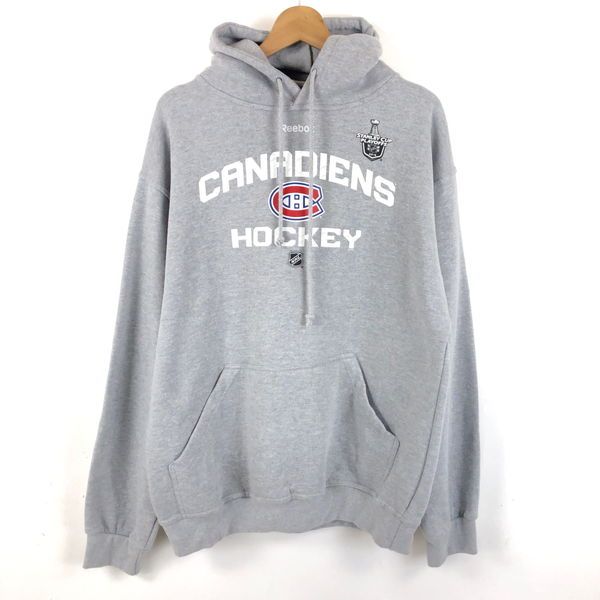 【古着】 Reebok リーボック スウェット パーカー NHL モントリオール カナディアンズ グレー系 メンズL 【中古】 n052852