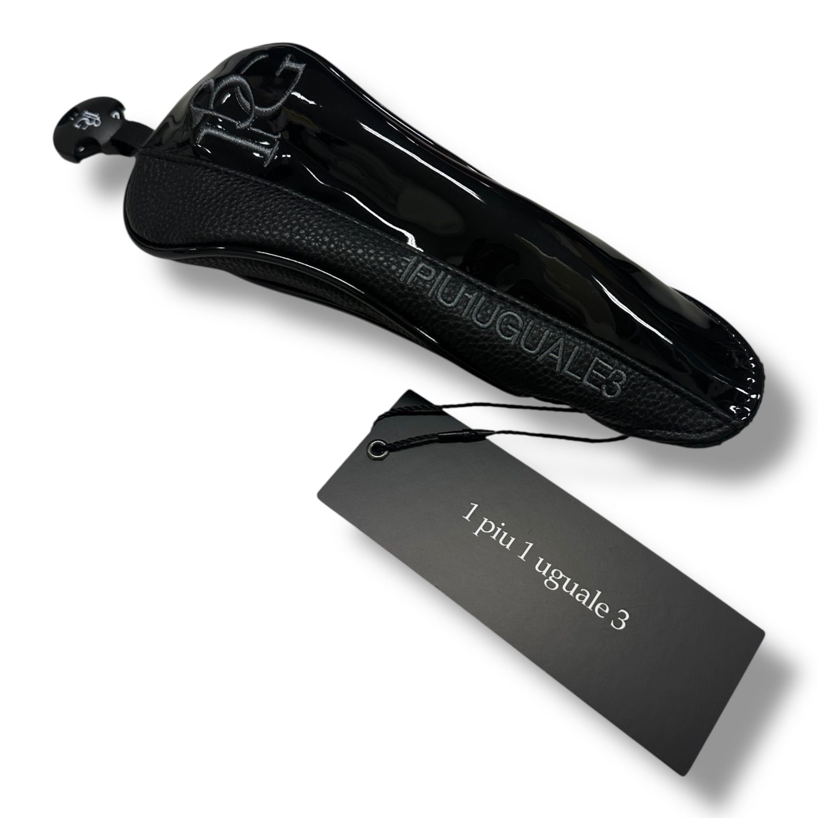 参考上代14300円 ♥品 1PIU1UGUALE3 GOLF ユーティリティーヘッドカバー ゴルフカバー ゴルフ用品 ウノピゥウノウグァーレトレ GRG234 POE359 ブラック F 98292A7