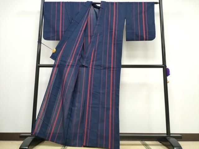 平和屋着物∴夏物　阿波しじら織　浴衣　反物　着尺　縞　箱付き　綿　逸品　未使用　DABA7030zzz 平和屋着物∴夏物 阿波しじら織 浴衣 間道 綿 逸品 CAAW0964ng