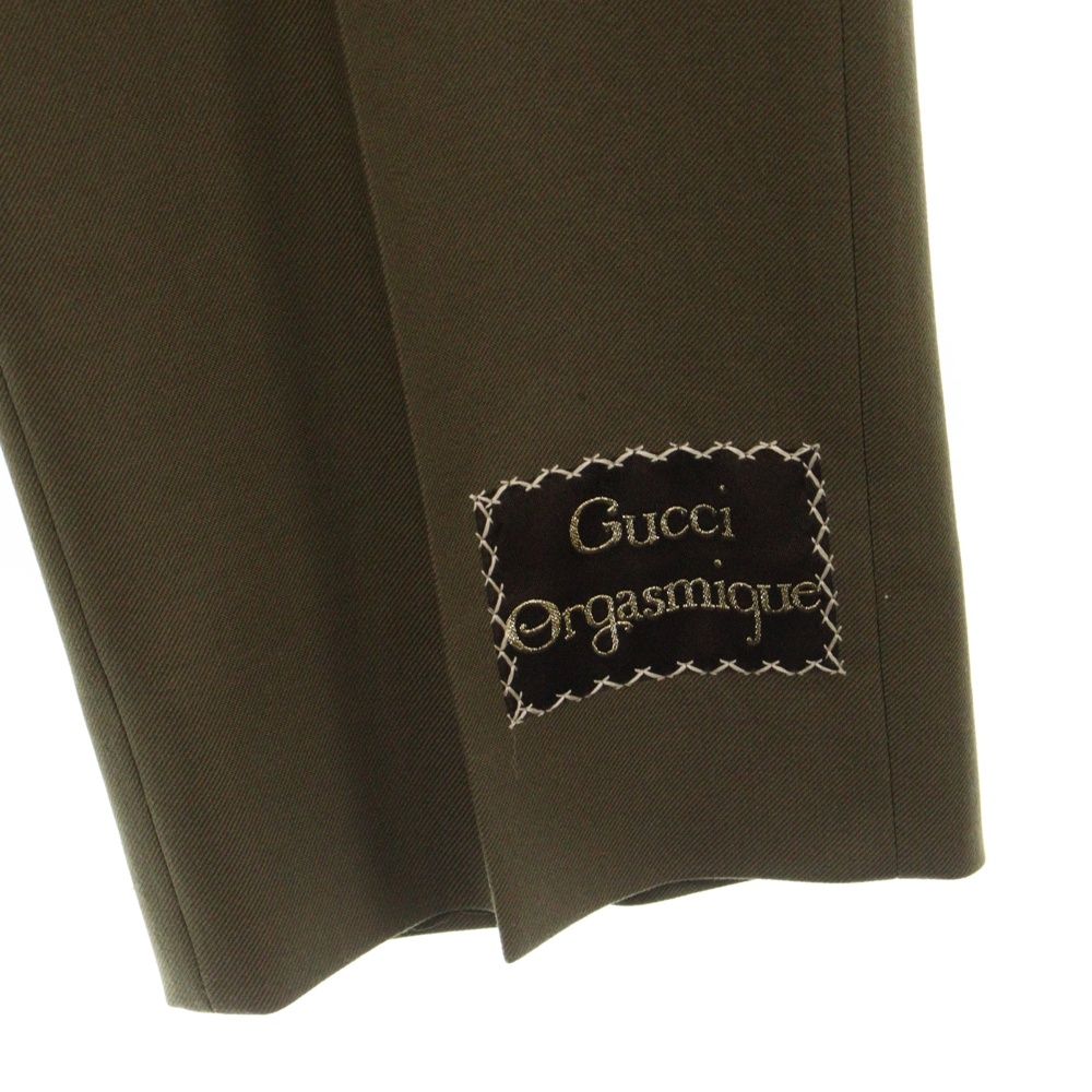 GUCCI (グッチ) 裾ロゴラペルスラックスパンツ カーキ ショップ 623116