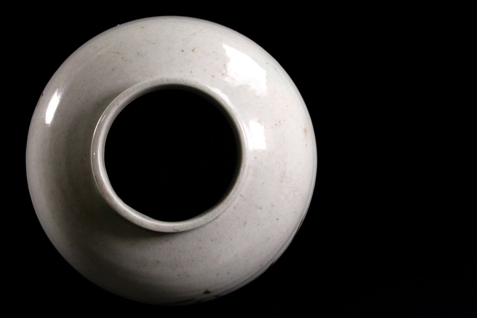 李朝時代 白磁製 鉄絵竹文花瓶 24.5cm 花器 花入 壷 朝鮮古陶 唐