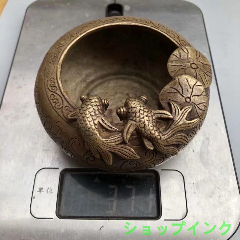 双魚ペン洗い   灰皿  銅製    書道具 文房具 現代工芸品 美術品 置物 双魚ペン洗い 灰皿 銅製 書道具 文房具 現代工芸品 美術品 置物
