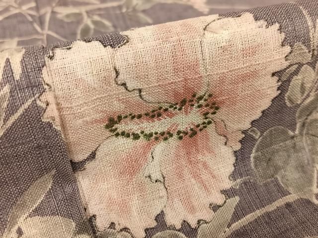 平和屋着物○染織の名門 しょうざん 生紬 訪問着 手描き 草花文 正絹