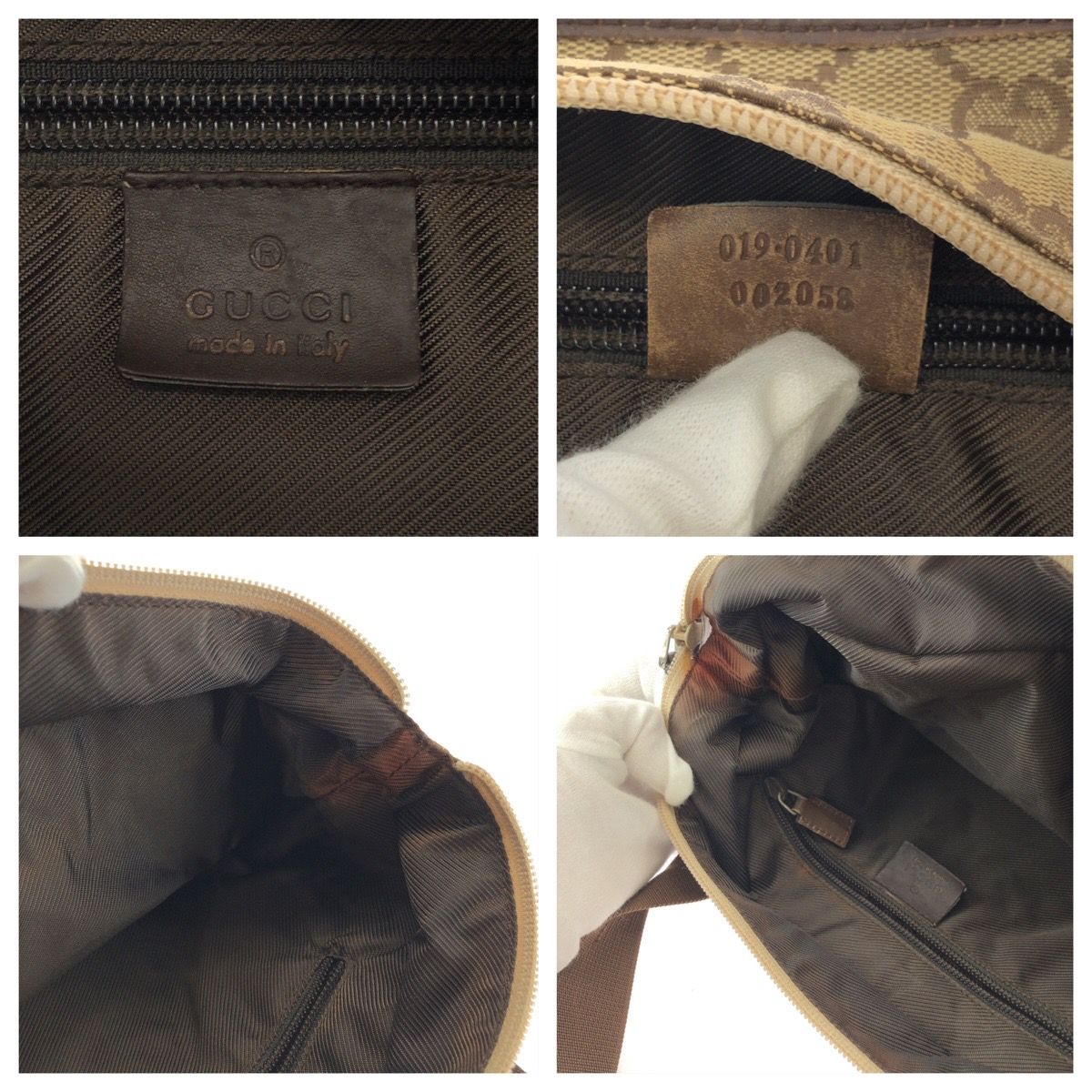 美品 GUCCI グッチ ベージュ ブラウン シルバー金具 GG