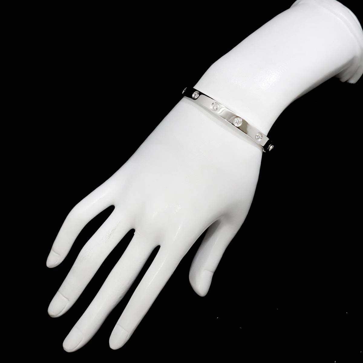 カルティエ Cartier ラブブレス フル ダイヤ 10P #17 K18 WG 750 