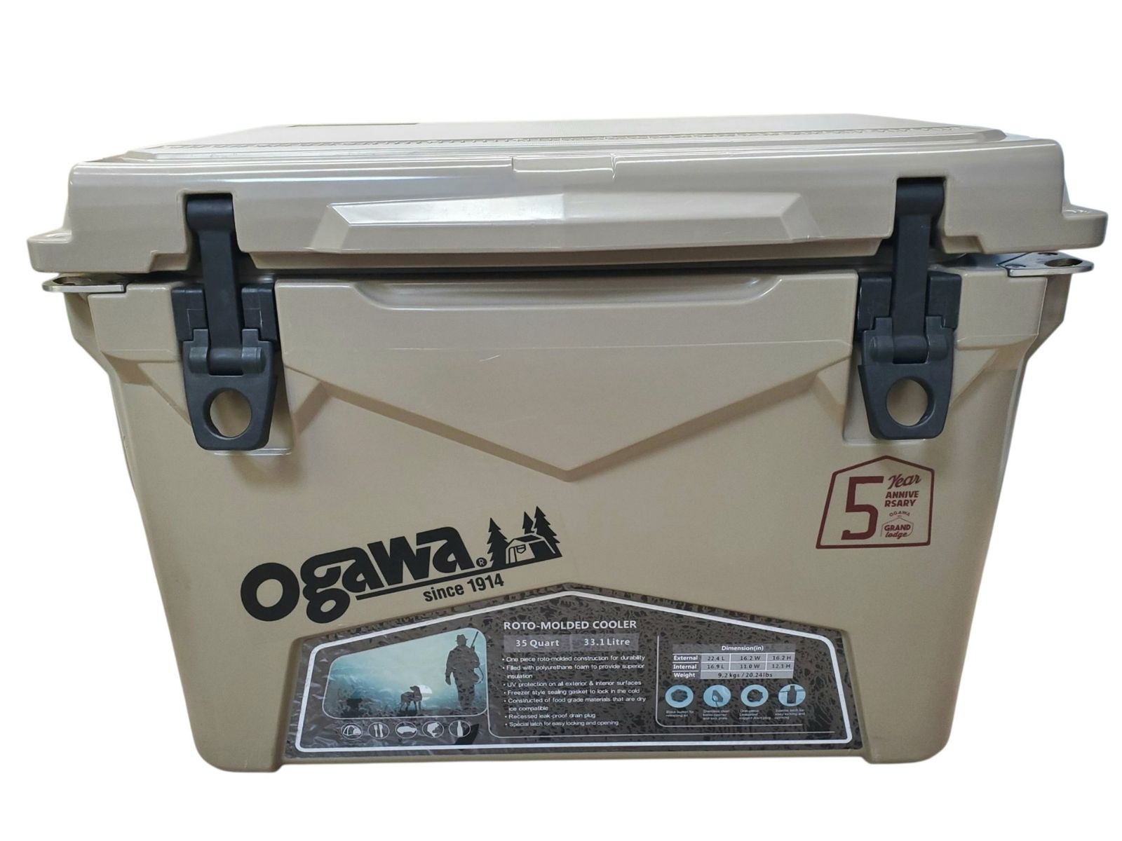◎ Ogawa オガワ クーラーボックス 35クォート 33.1リットル アウトドア用品 ベージュ系 キャンプ バーベキュー 海水浴 川
