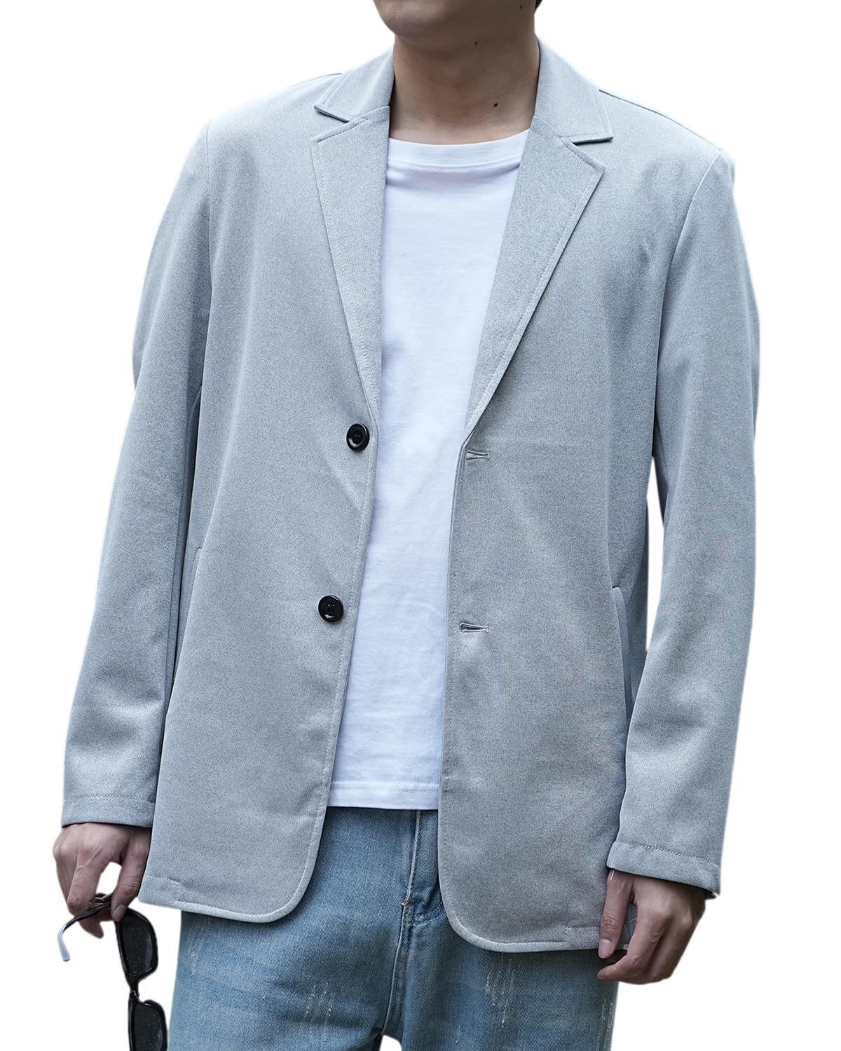 【人気商品】スウェット ストレッチ シングル 細身 2つボタン カジュアル ビジネス 春 メンズ ジャケット 春服 テーラードジャケット 秋 ブレザー スーツジャケット 秋服 [JausQarq]