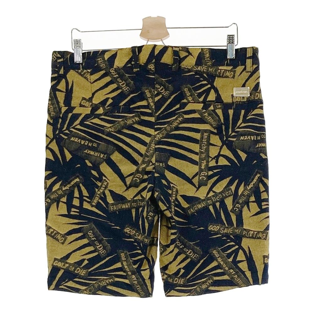 サイズ l MARK LONA マークアンドロナ ハーフパンツ 総柄 ゴールド系 ゴルフウェア メンズ ストスト