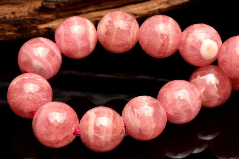 天然石インカローズピンクビーズブレスレット 天然石インカローズピンクビーズブレスレット