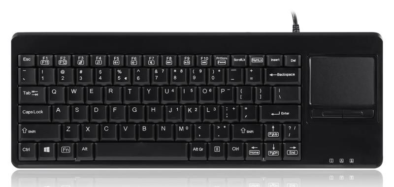 Perixx ペリックス PERIBOARD-515HPLUS キーボード タッチパッド搭載 有線 USBハブ２個付 サイズ 370x138x23mm 19インチラック対応 業務用 US 英語配列キー