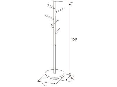 省スペース ブラウン ブラック P-1500 幅40×奥行き40×高さ150cm FORESTA ポールハンガー 宮武製作所