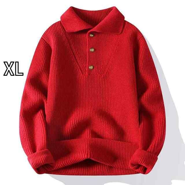 [XL ]メンズ ファッション 服 男性用 オシャレ シンプル 大人 かっこいい ストリート 赤襟 セーター 干支蛇年服 厚手 ハイネック ニット セーター インナーウェア ハイエンド ウール 