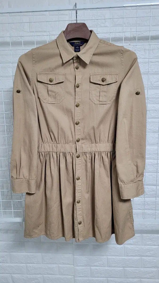 S POLO RALPH LAUREN ポロラルフローレン ディープベージュ ゴールドボタン ロールアップの詳細 ツーポケット ウェストン ワンピースシャツ
