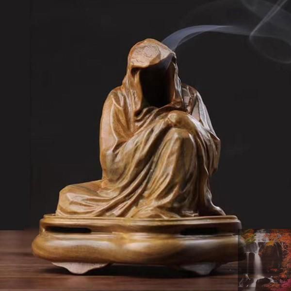 木彫り仏像 達磨大師坐像 12cm 天然木製(?檀木)高級木彫り 達磨