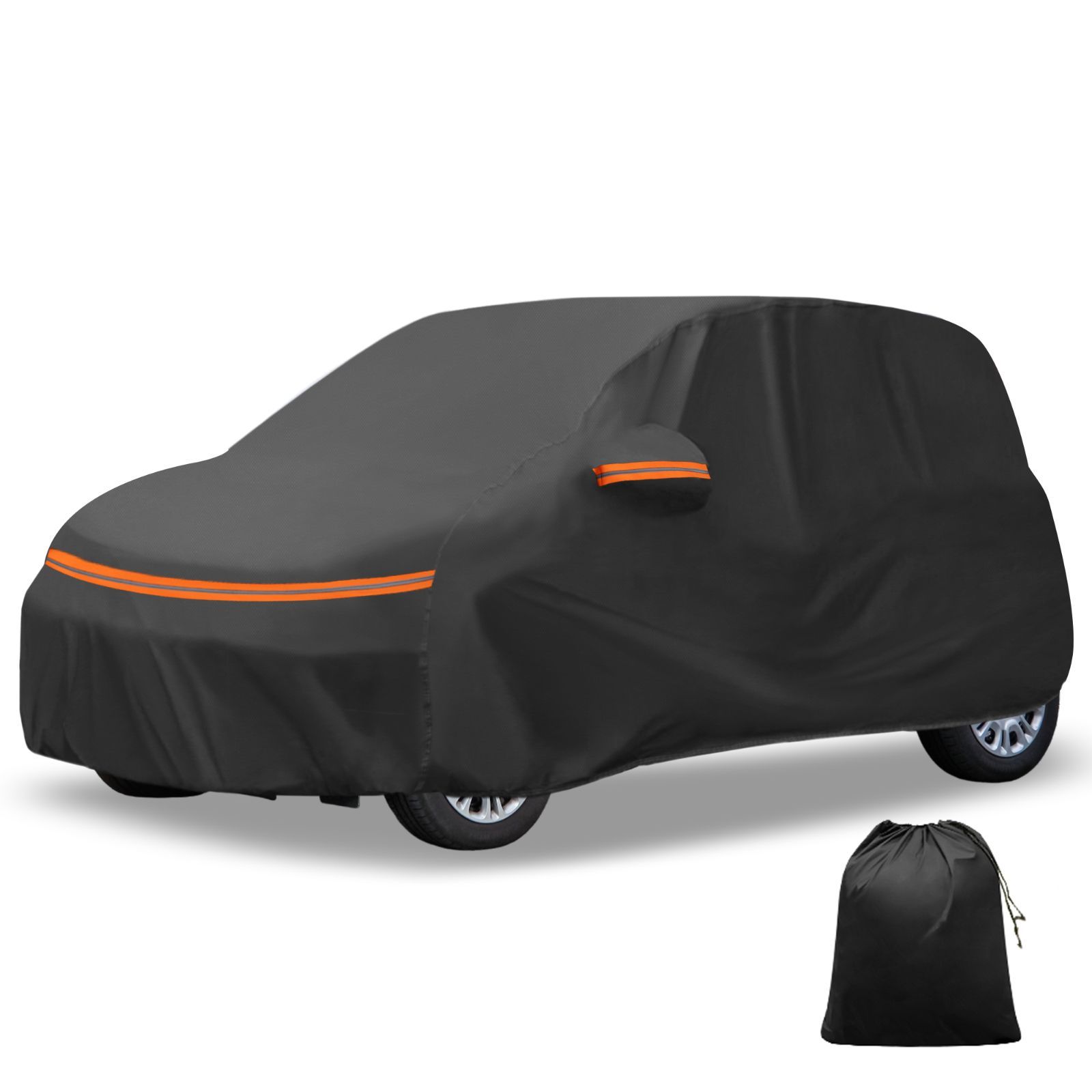 X AUTOHAUX ホンダ フリード用 車ボディカバー 自動車カバー 防水生地-5層構造 裏起毛 塗装面保護 運転席ジッパー付き ドア開閉 耐強風 防風ロープ 収納袋付き 日焼け 梅雨対策 車中泊 仮眠 暑さ対策 UVカット ブラック