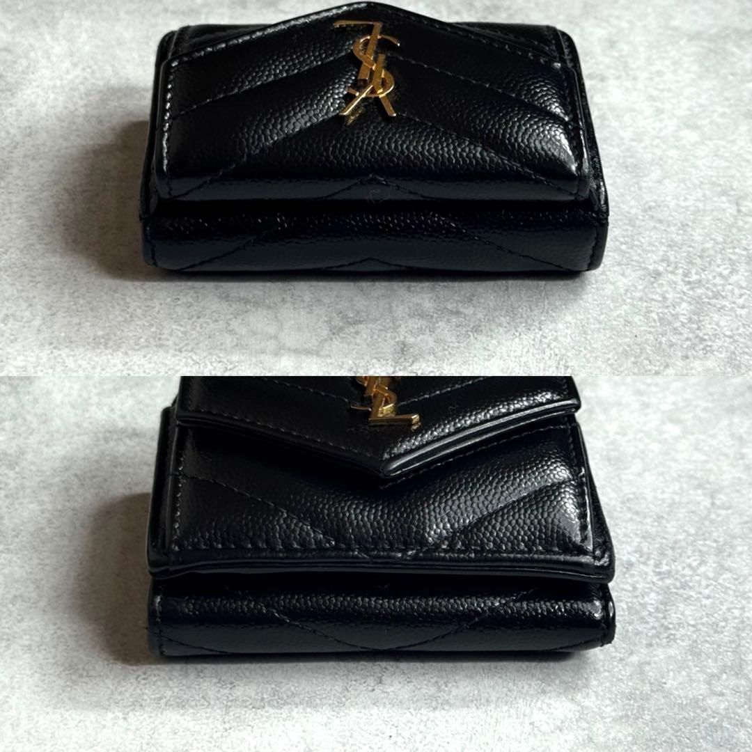 ✨美品　付属品あり✨サンローラン　三つ折り　カサンドラ　キャビアスキン　ブラック サンローラン 三つ折り 財布 キャビアスキン ブラック YSL ✨専用