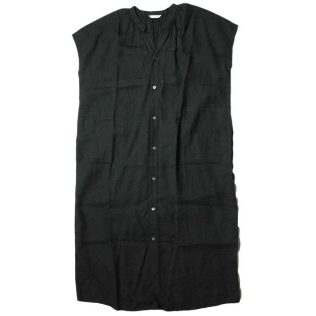美品*le glazikルグラジック リネンロングワンピース ブラック 匿名配送 LE GLAZIK ルグラジック 21SS 日本製 60sリネンクロス バンド