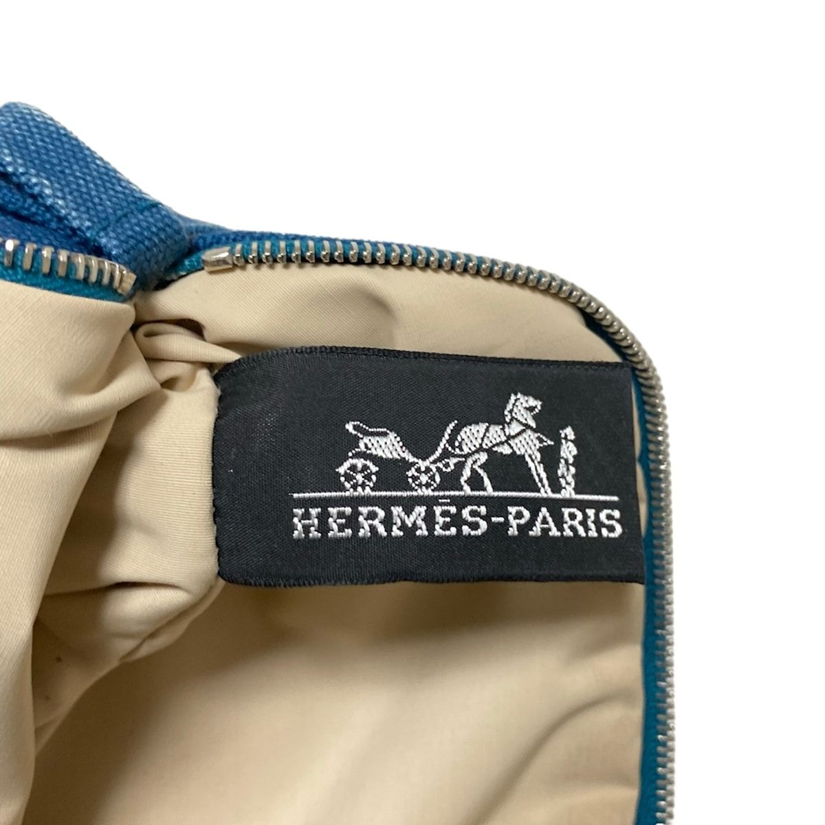 HERMES エルメス ポーチ ボリードポーチ20 ネイビー×ライトブラウン レザー DECORATOM_COM_BR