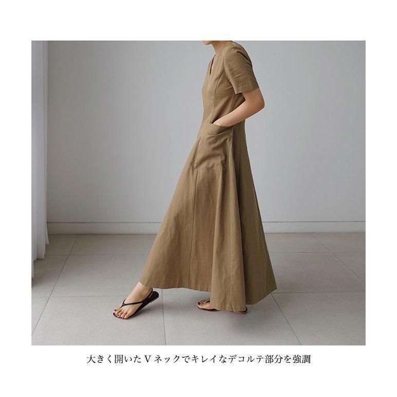ハイウエスト マキシ丈ワンピース