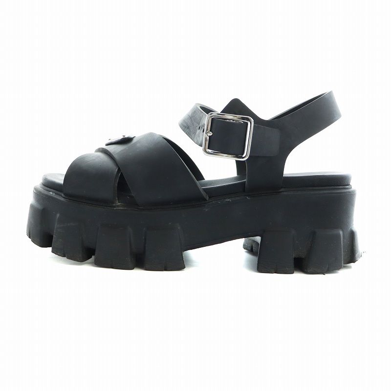 PRADA プラダ モノリス ラバー サンダル ブラック　23cm PRADA(プラダ) モノリス ラバー サンダル ブラック｜【公式