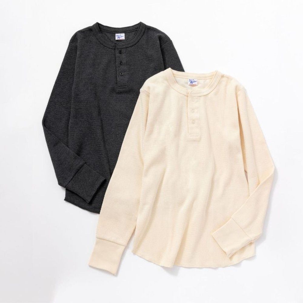 PABLO VINCI ワッフルヘンリーネック長袖 Waffle henley neck long sleeve t-shirt – Pablo vinci