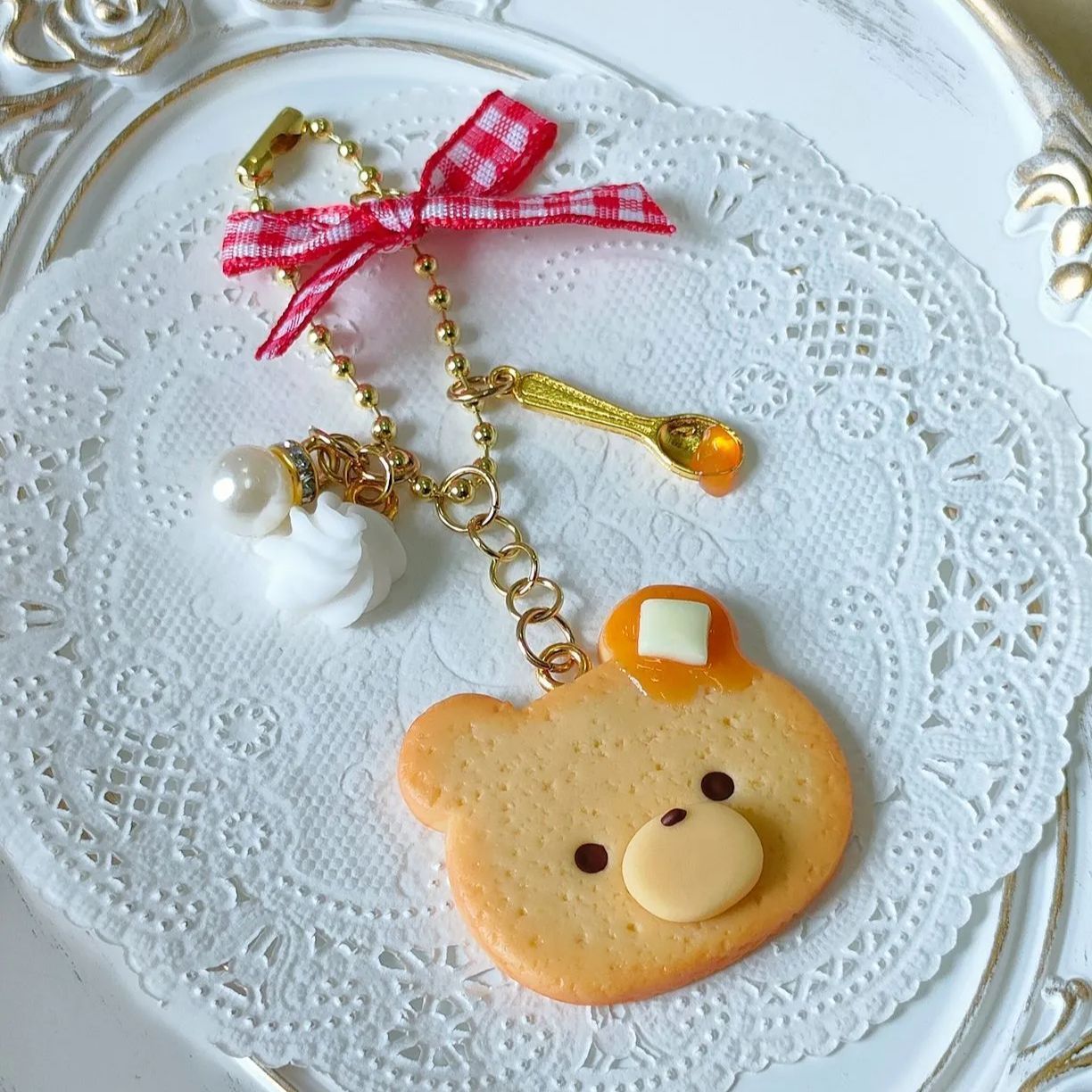 Ryuusa☆おばけクッキーキーホルダー☆フェイクスイーツ くまさんの名前入れクッキーのキーホルダー♪フェイクスイーツ