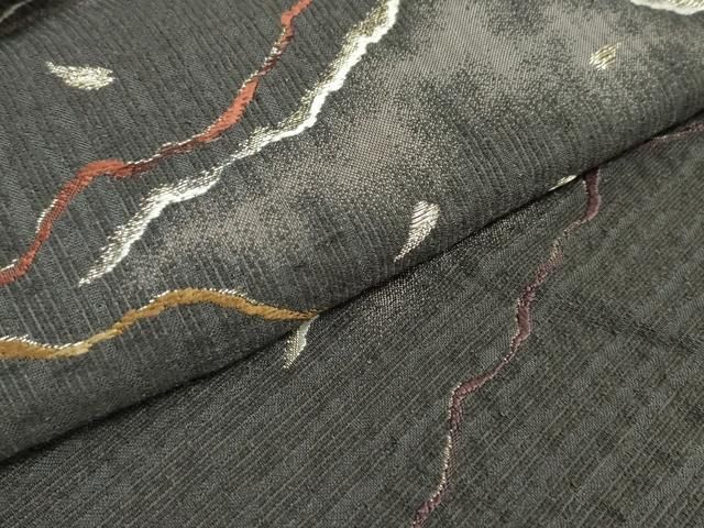 平和屋着物○西陣の名門 加納幸謹製 六通柄袋帯 紬地 重ね山舞花文