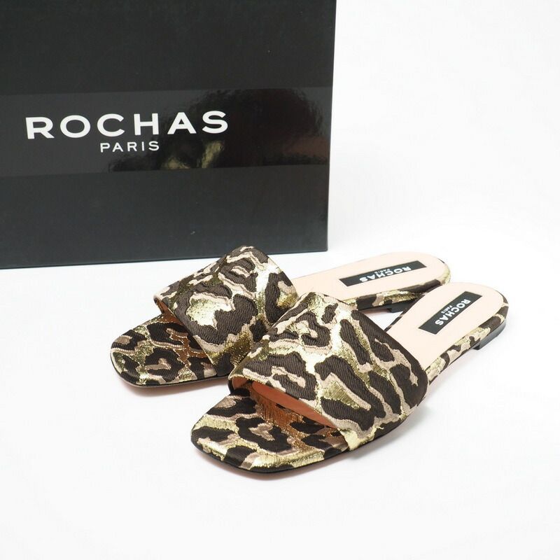 □未使用品□ROCHAS ロシャス レオパード フラットサンダル 靴 サイズ 