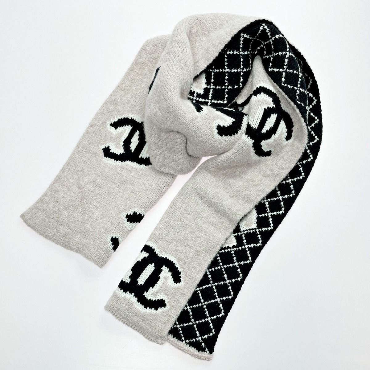 シャネル ココマーク ウール マフラー アイボリー CHANEL シャネル 