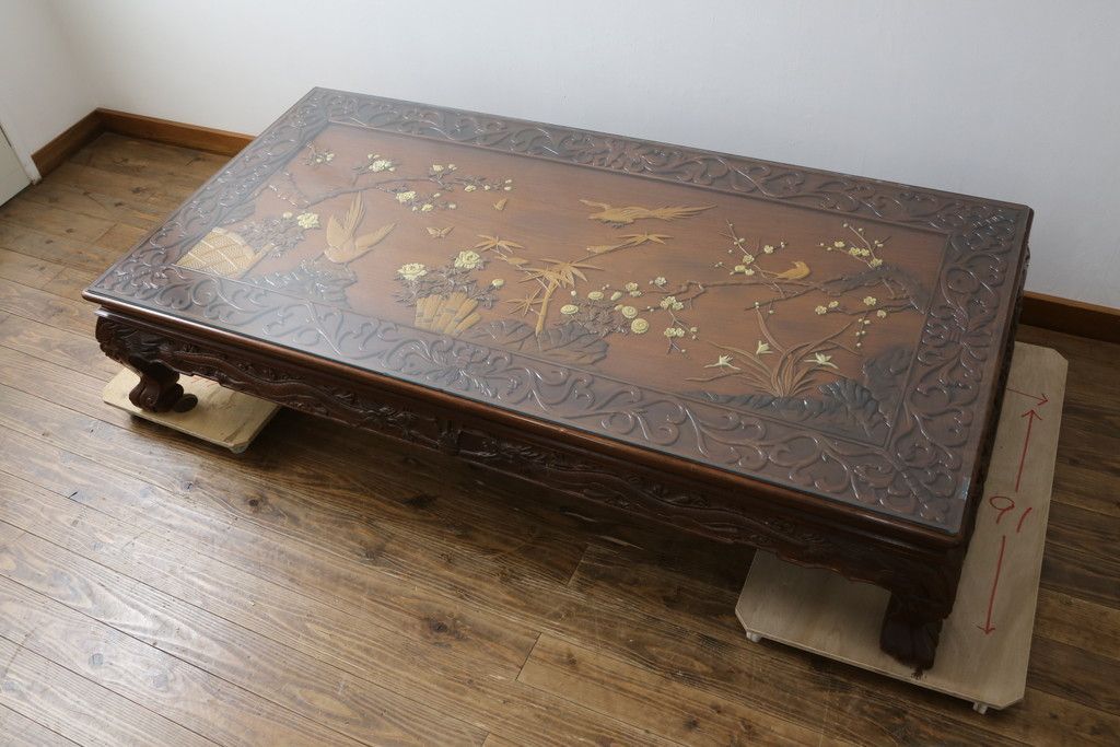 松本民芸家具 ローテーブル 座卓 和モダン ビンテージ 天板リペア